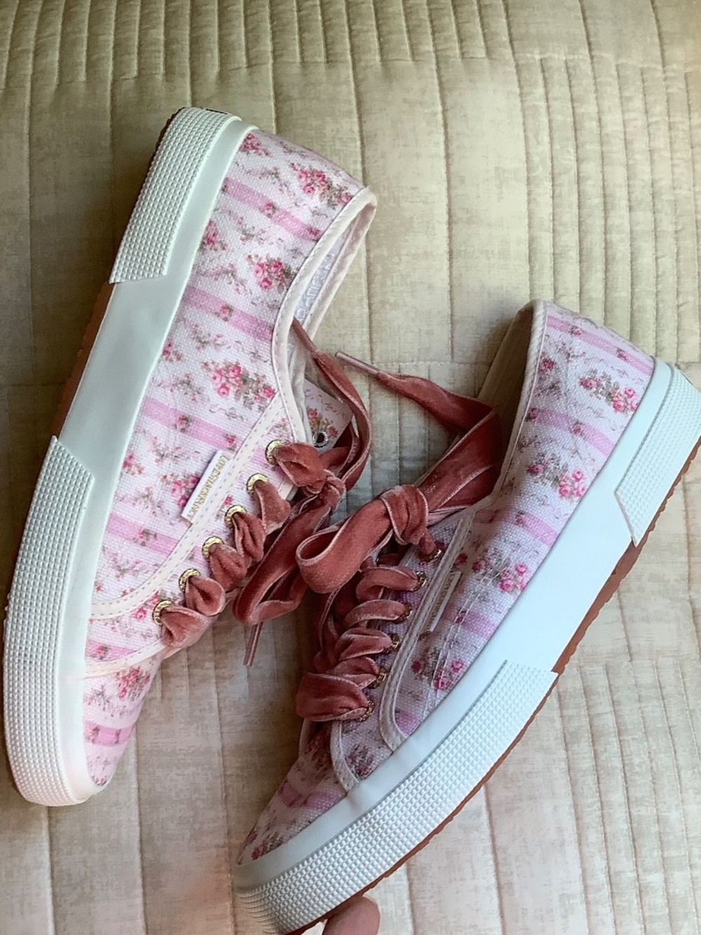 LoveShackFancy × Superga Classic Sneaker Pink floral SZ 10 - Picture 8 of 15
